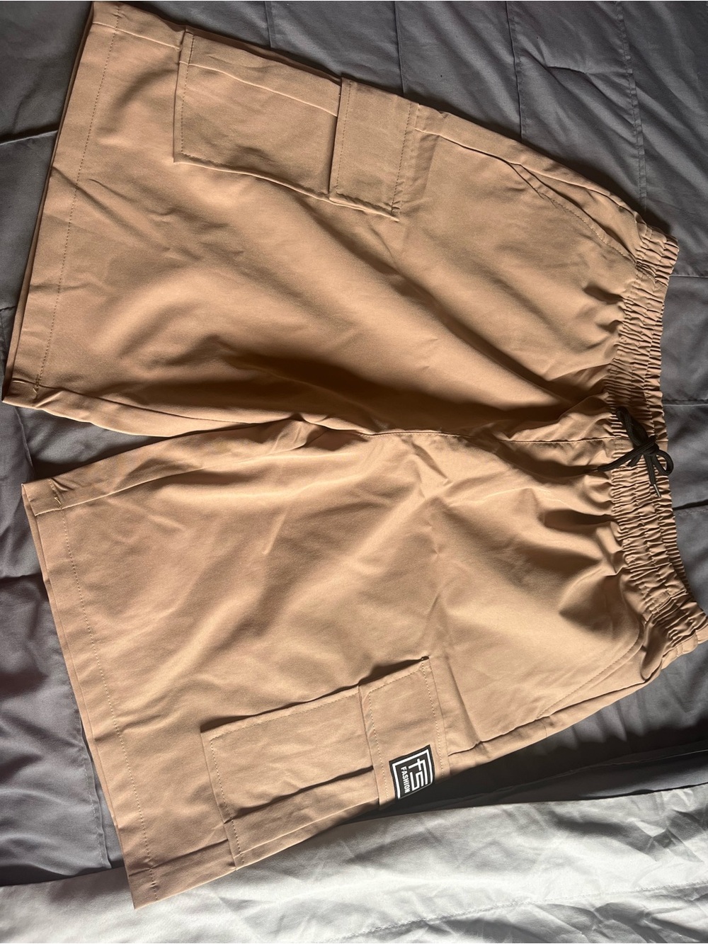 Men's Cargo Drawstring Shorts in Tan